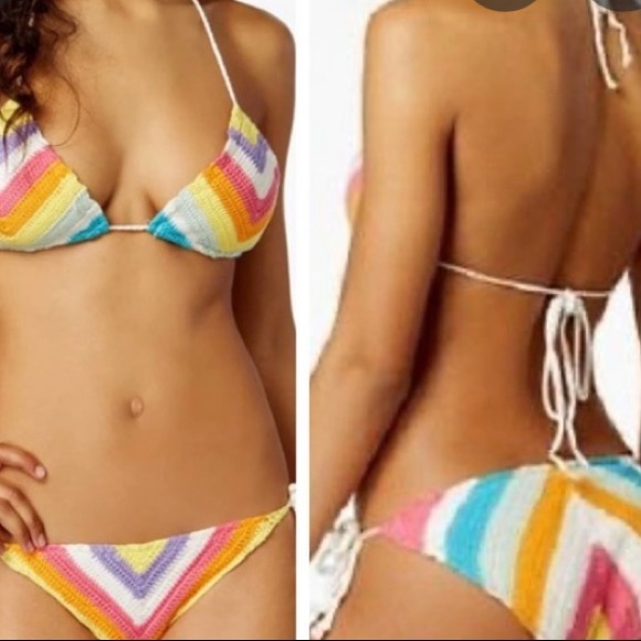 Bar III Other - NWT Bar 3 III Rainbow Crochet Triangle String Bikini